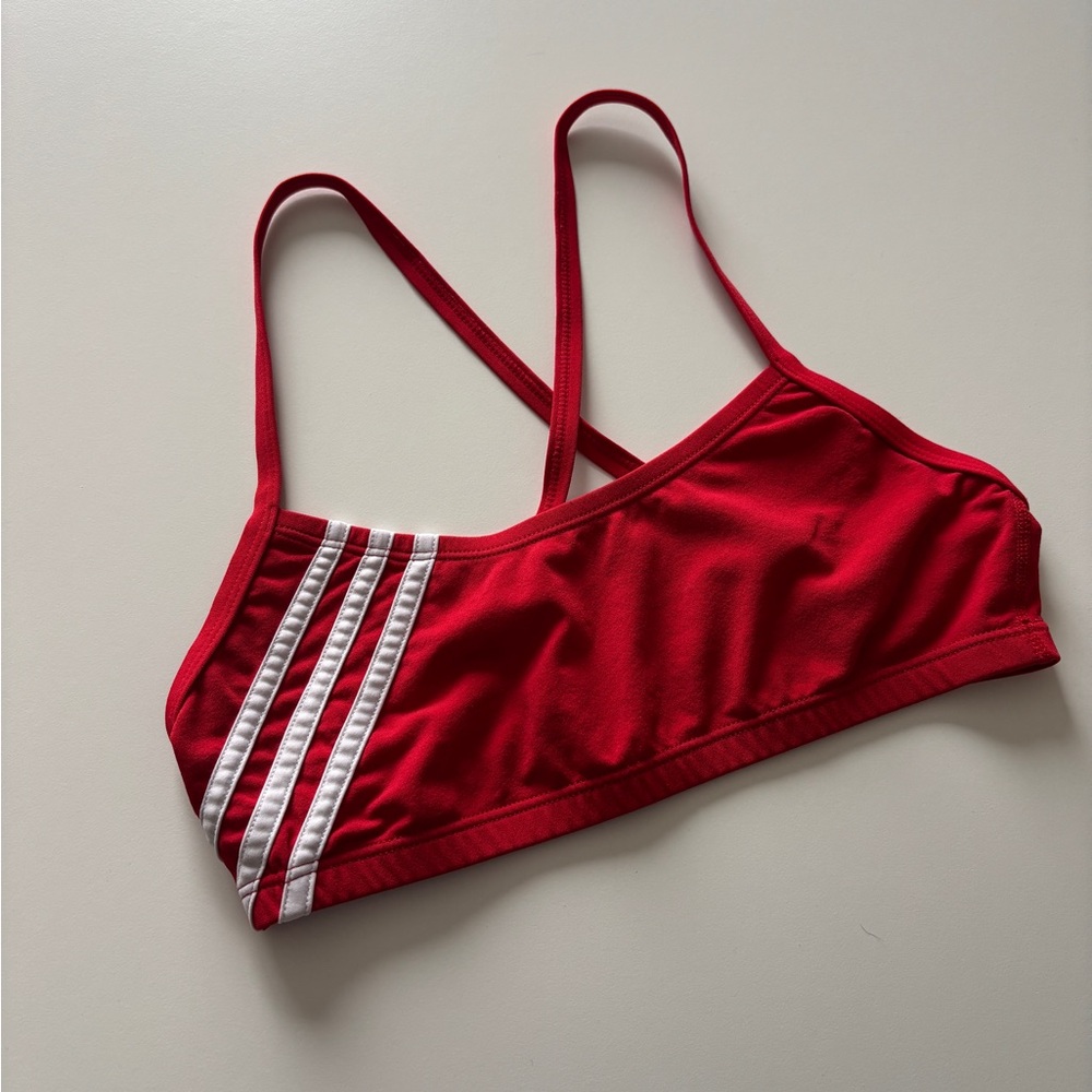 Red 3-Stripes Bikini Top